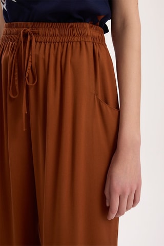 Pantalon wide legs taille haute - Marron