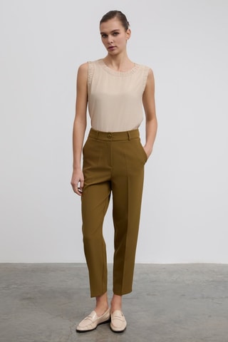 Pantalon taille haute - Kaki