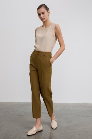 Pantalon taille haute - Kaki