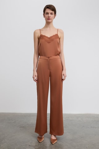 Pantalon taille haute - Marron