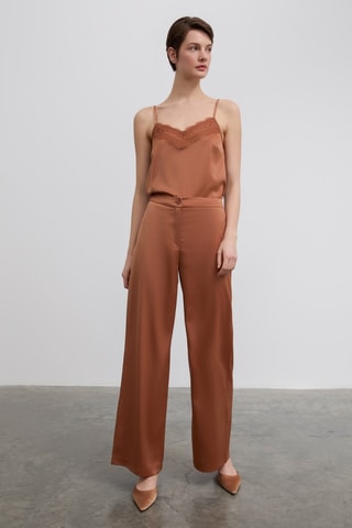 Pantalon taille haute - Marron