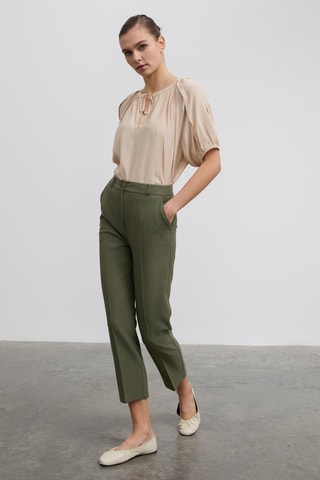 Pantalon cigarette 7/8 taille haute - Vert