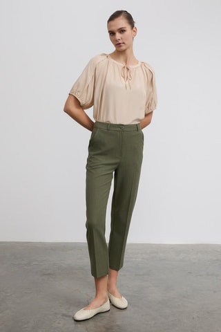 Pantalon cigarette 7/8 taille haute - Vert
