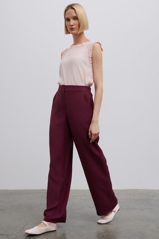 Pantalon wide legs taille haute - Bordeaux