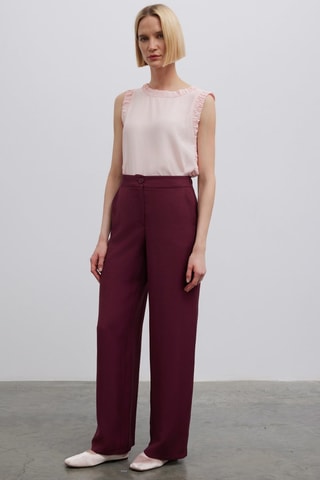Pantalon wide legs taille haute - Bordeaux