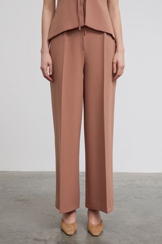 Pantalon wide legs taille haute - Marron