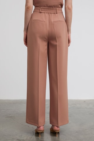 Pantalon wide legs taille haute - Marron