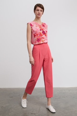 Pantalon carotte 7/8 taille haute - Corail