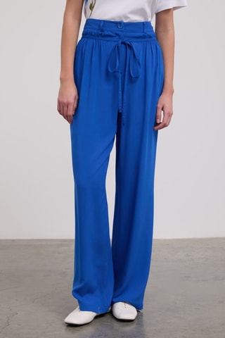 Pantalon taille haute - Bleu cobalt