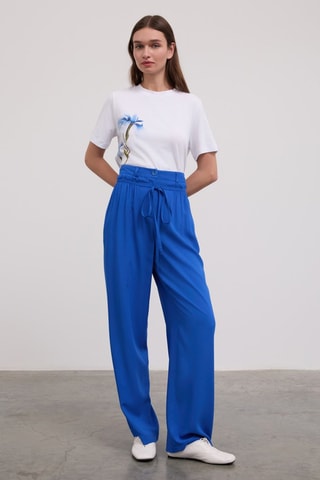 Pantalon taille haute - Bleu cobalt