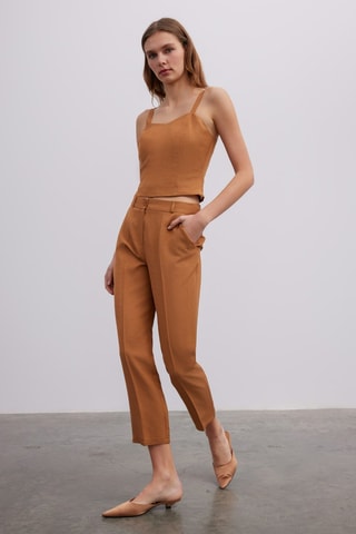 Pantalon carotte 7/8 - Marron