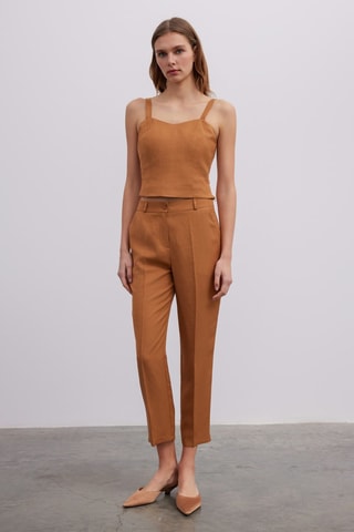 Pantalon carotte 7/8 - Marron