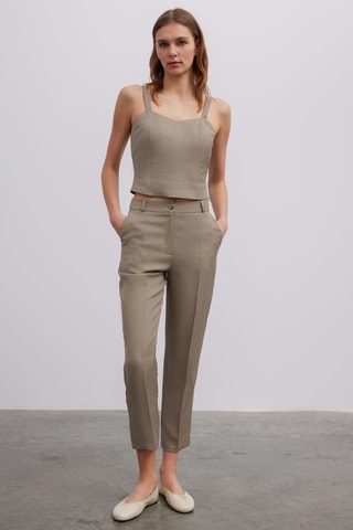 Pantalon carotte 7/8 - Vert olive