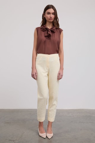 Pantalon carotte taille haute - Ecru