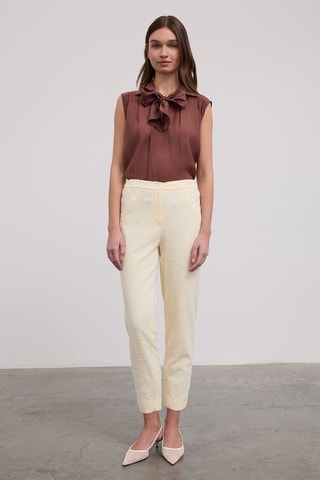 Pantalon carotte taille haute - Ecru