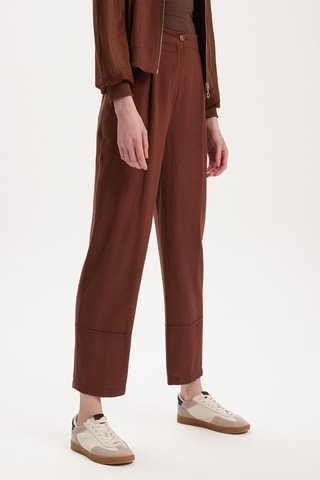 Pantalon taille haute - Marron