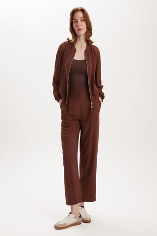 Pantalon taille haute - Marron