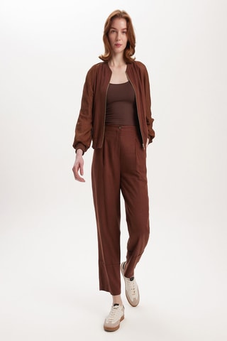 Pantalon taille haute - Marron