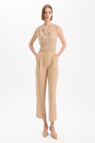 Pantalon taille haute - Beige