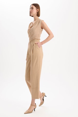 Pantalon taille haute - Beige