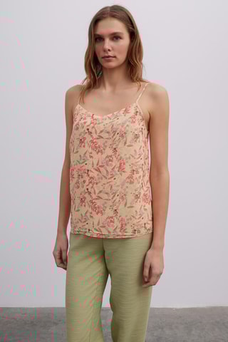 Top - Beige et corail