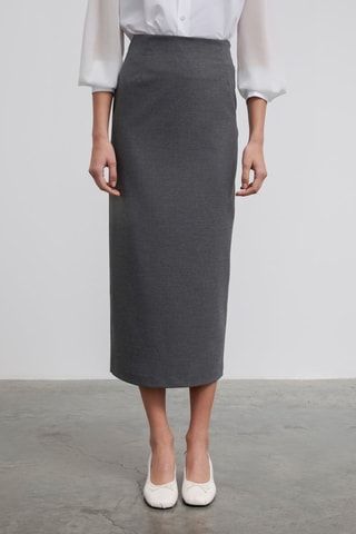 Jupe longue taille haute - Gris chiné