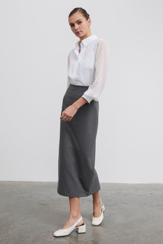 Jupe longue taille haute - Gris chiné