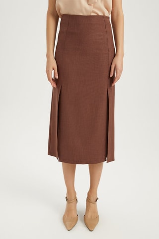 Jupe midi - 
Marron
