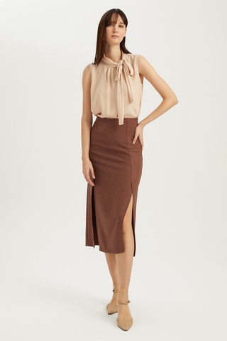 Jupe midi - 
Marron