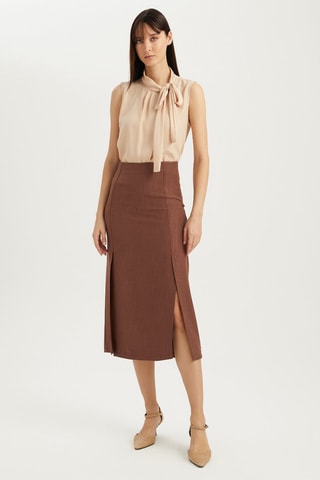 Jupe midi - 
Marron