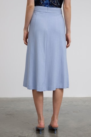 Jupe midi taille haute - Bleu
