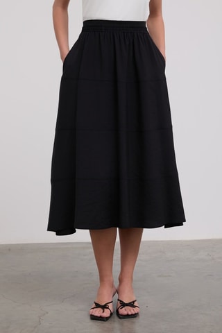 Jupe midi taille haute - Noir
