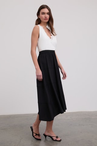 Jupe midi taille haute - Noir