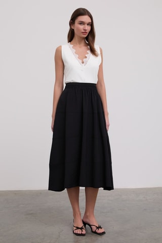 Jupe midi taille haute - Noir