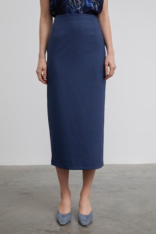 Jupe longue taille haute - Bleu