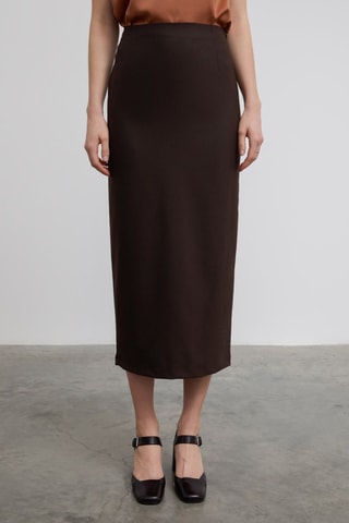 Jupe longue taille haute - Marron