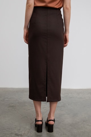 Jupe longue taille haute - Marron