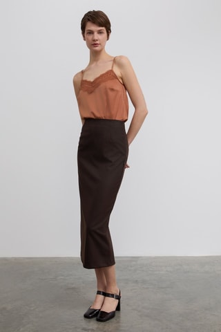 Jupe longue taille haute - Marron
