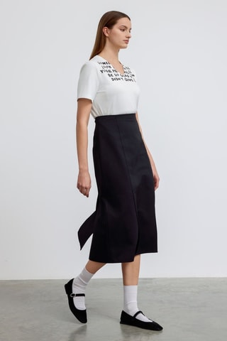 Jupe midi taille haute - Noir
