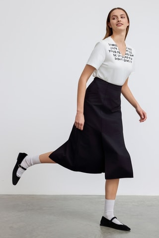 Jupe midi taille haute - Noir