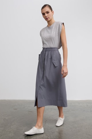 Jupe midi taille haute - Anthracite
