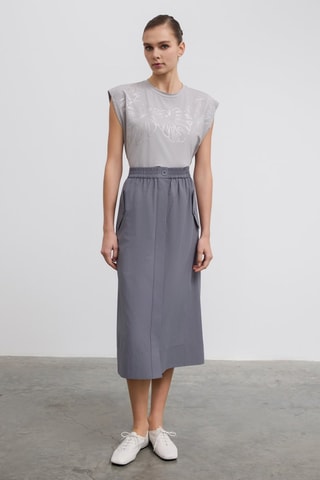 Jupe midi taille haute - Anthracite