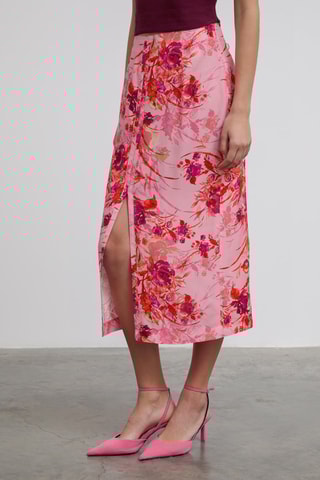 Jupe midi taille haute - Rose