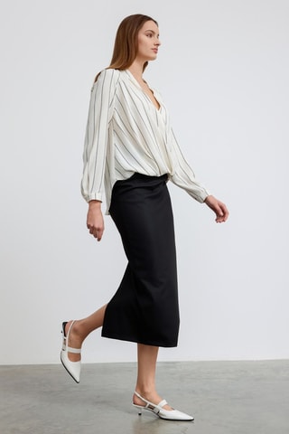 Jupe midi taille haute - Noir