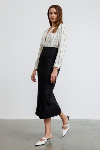 Jupe midi taille haute - Noir