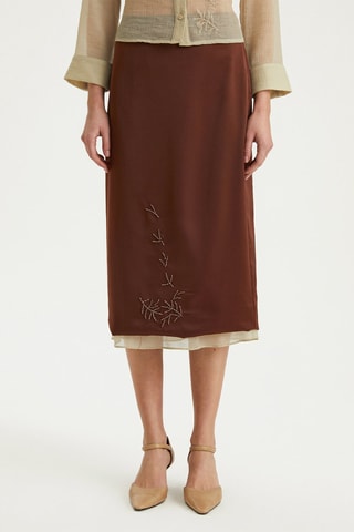 Jupe midi - 
Marron