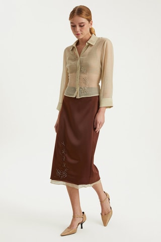 Jupe midi - 
Marron