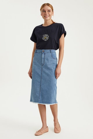 Jupe en jean taille haute - Bleu