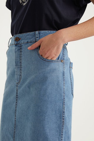 Jupe en jean taille haute - Bleu