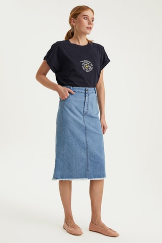 Jupe en jean taille haute - Bleu